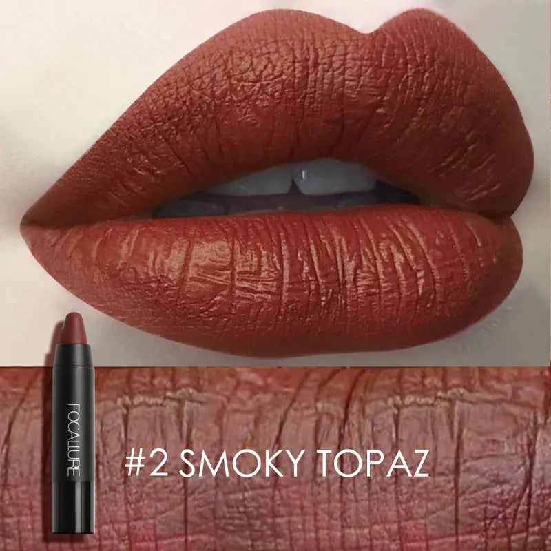 FOCALLURE Nude Velvet Matte Lipstick Waterproof Long-lasting Rendering Non-stick Sexy Lipbalm Lip Pencil Women Cosmetics Makeup