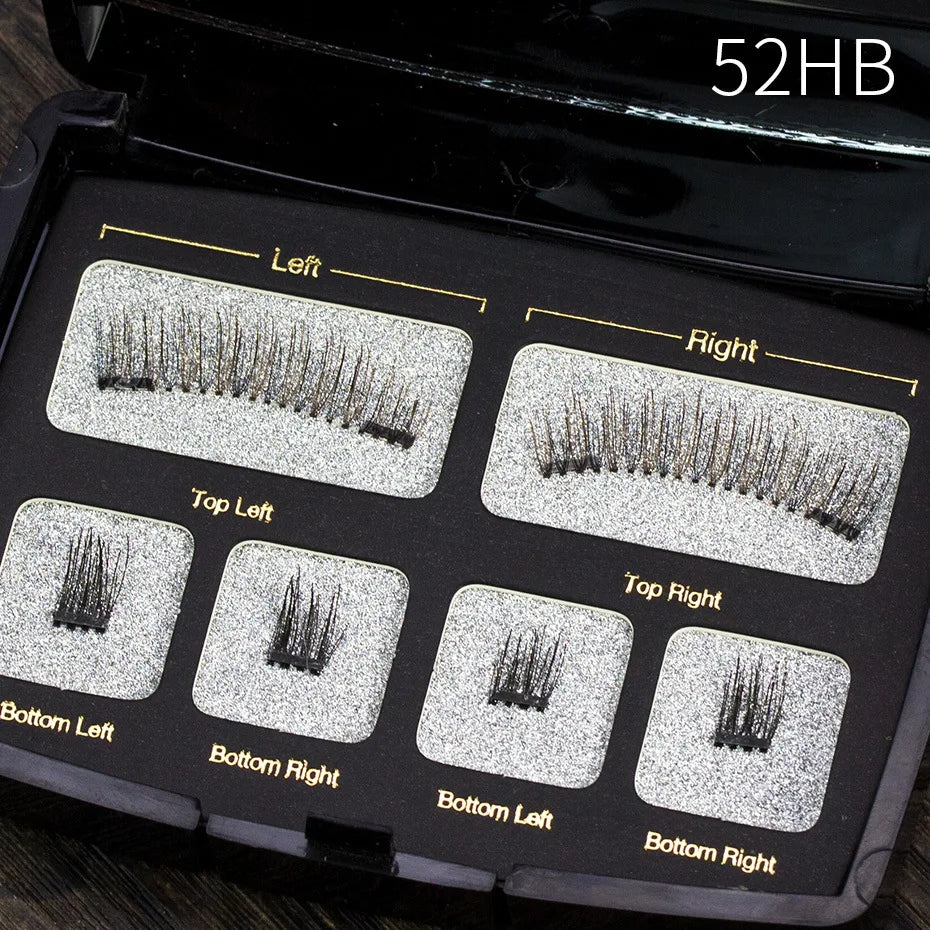 Hot Selling Magnet False Eyelashes Four Small Stork Magnet Eye lashs Acrylic Set with Tweezers Cosmetic Gift for Girl or Women