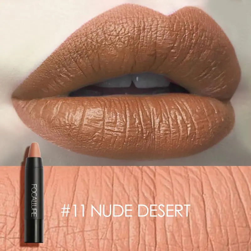 FOCALLURE Nude Velvet Matte Lipstick Waterproof Long-lasting Rendering Non-stick Sexy Lipbalm Lip Pencil Women Cosmetics Makeup
