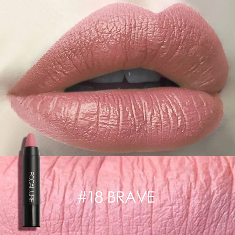 FOCALLURE Nude Velvet Matte Lipstick Waterproof Long-lasting Rendering Non-stick Sexy Lipbalm Lip Pencil Women Cosmetics Makeup