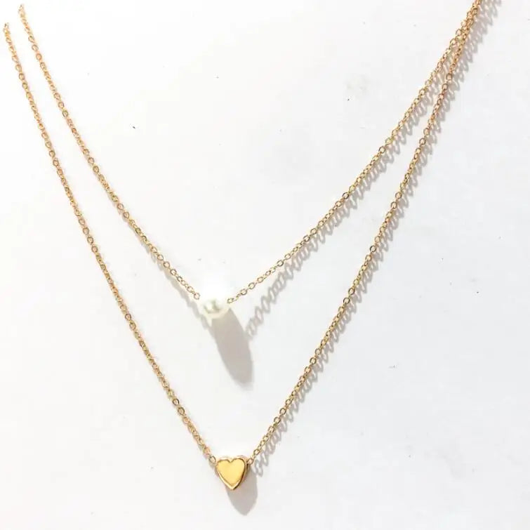 Fashion Tiny Heart Choker Necklace for Women Short Chain Shape Pendant Collares Necklace Ethnic Bohemian Jewelry Kolye Gift