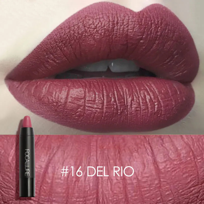 FOCALLURE Nude Velvet Matte Lipstick Waterproof Long-lasting Rendering Non-stick Sexy Lipbalm Lip Pencil Women Cosmetics Makeup