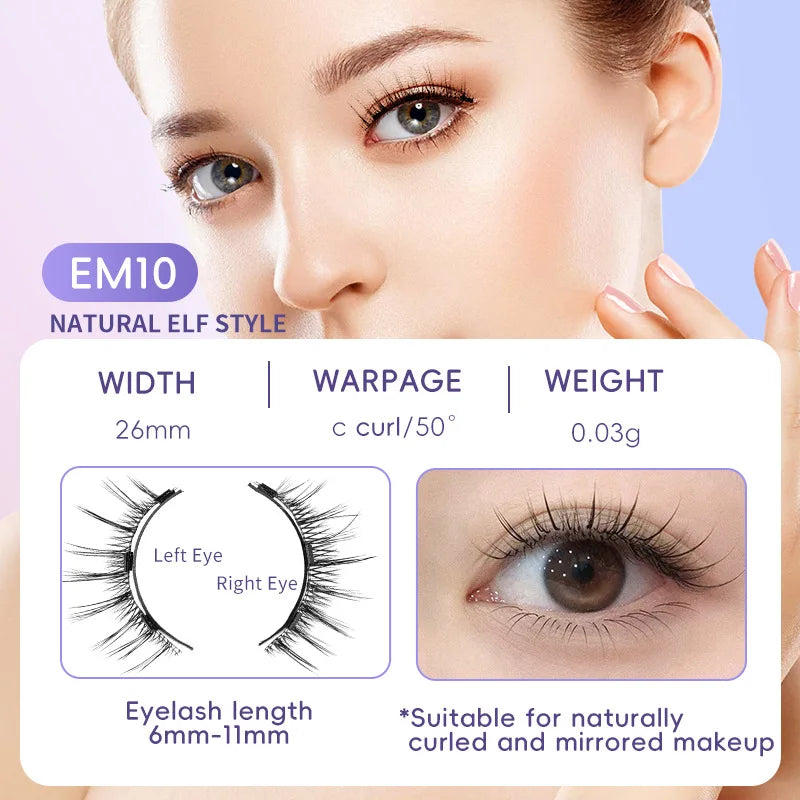 4pcs/1pair New 3 Magnetic False Eyelashes Easy To Wear Natural Soft Quantum Magnet Eye Makeup Tool With Applicater Glue Free