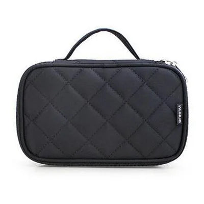 Women Cosmetic Necessaire Case Double Layer Waterproof Makeup Bag Travel Mens Toiletry Bag Rhombus Pattern Beauty Wash Pouch