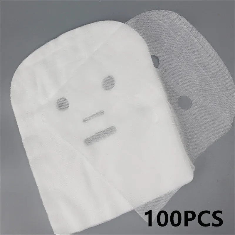 100pcs/bag White Soft Disposable Gauze Face Mask Pure Cotton Paper Sheet Beauty Salon Special Gauze Absorption Non-Irritating