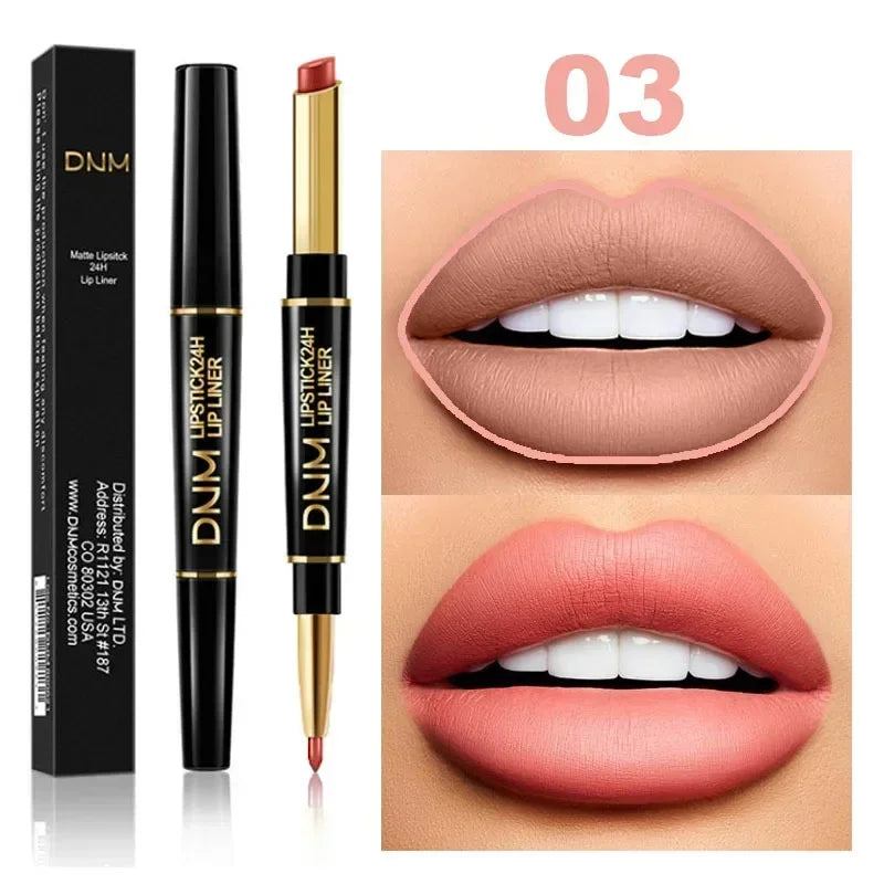 Matte Lipstick Women Lip Liner 2 In 1 Makeup Matte Lipstick Durable Waterproof Nude Red Lipstick Lips Cosmetics Tools