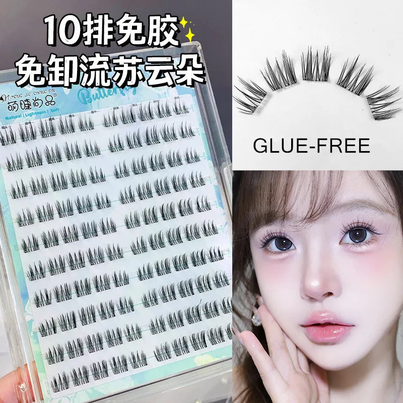 Voluminous No Need Glue Self-adhesive False Eyelashes Fluffy Fish Tail Sunflower Thick Curling Lash Extension DIY Anime Eyes