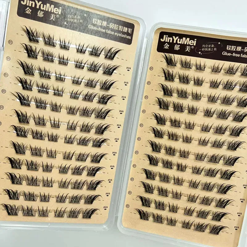 Self-adhesive Glue-free False Eyelashes Reusable Fluffy Fox Eye Effect Thick Long Segmented Lash Extension DIY Manga Eyes Tool