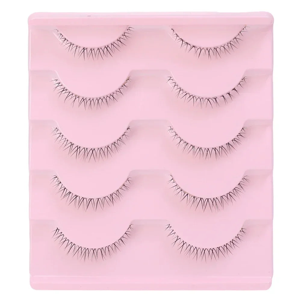 5 Pairs Thick Lower Eyelashes Pack Clear Band Under Eye Lashes 5D Soft Lower Eyelash Handmade Manga Bottom Lashes Makeup Tools