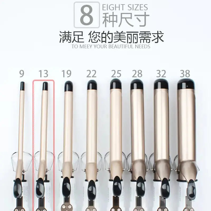 Electric Hair Curler Straightener Long Curling Tong Wand 9-38mm Professional Hair Curling Iron LCD