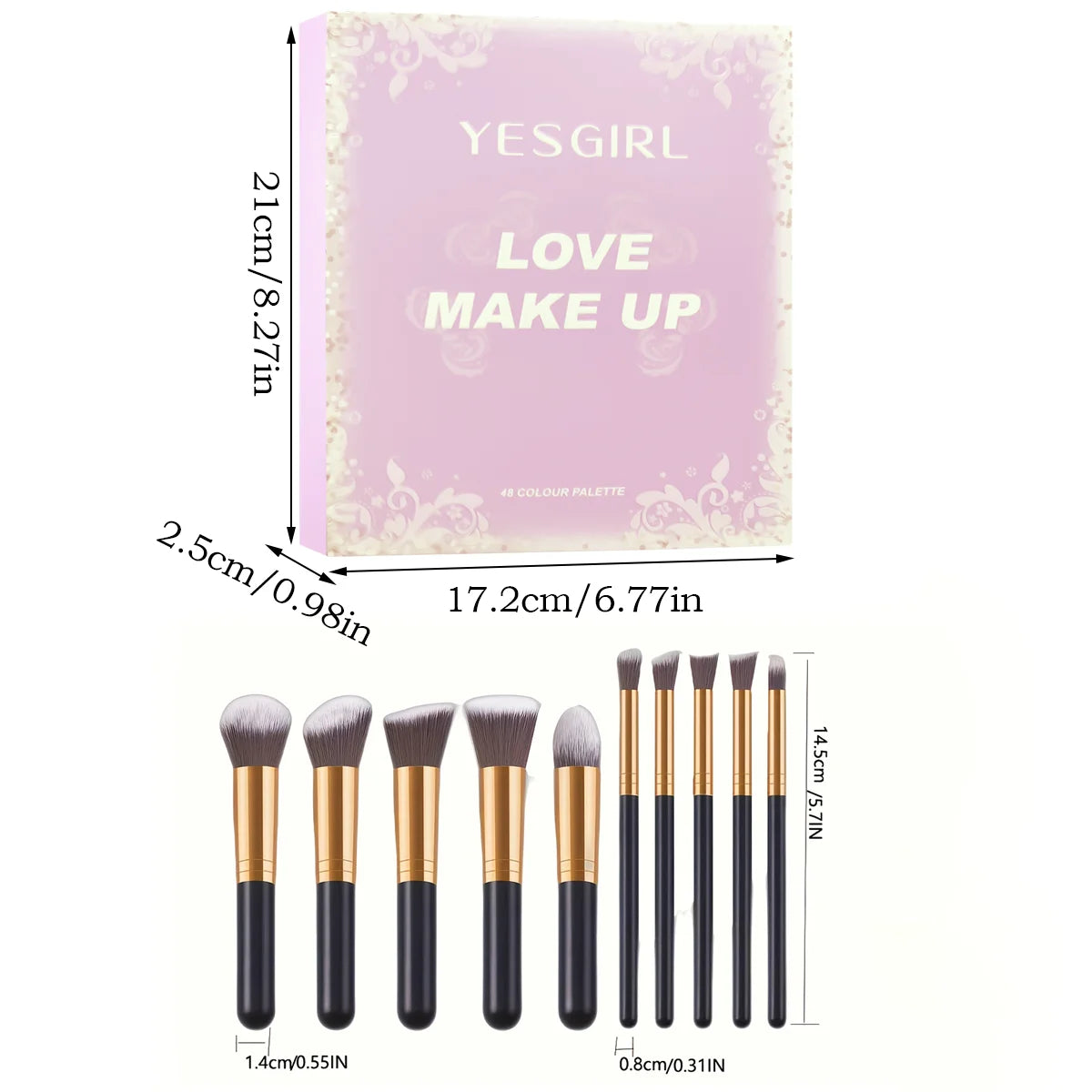 48 Colour Paper Palette Blush Concealer Highlighter Contour Eyeshadow 4-in-1 Set with Makeup Brushes Professional Makeup Set