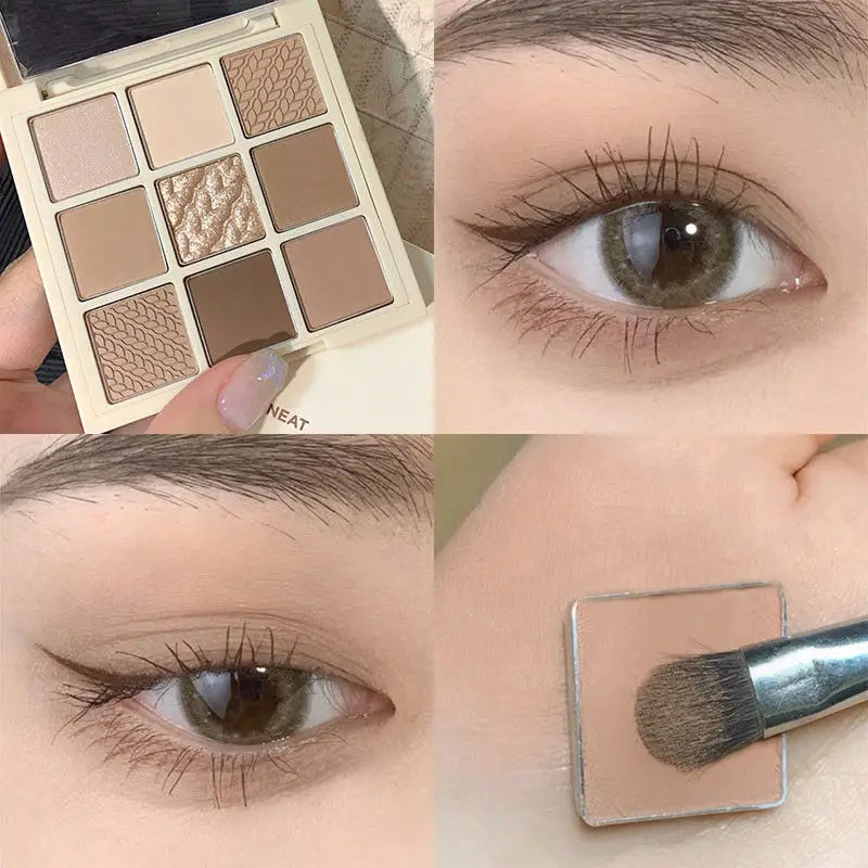 \w Daily Makeup Brown Eye Shadow Palette Shimmer Matte Lasting Pearl Fine Shimmer