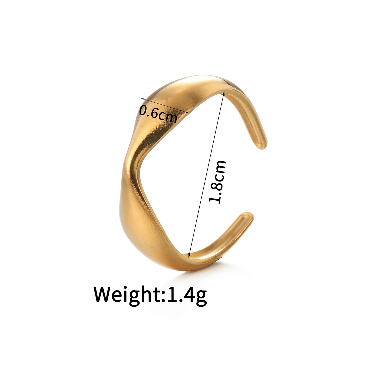 Fashion Vintage 18K Gold Plated Open Rings For Men Women Stainless Steel Temperament Couple Ring Anillo Birthday Jewelry Gifts