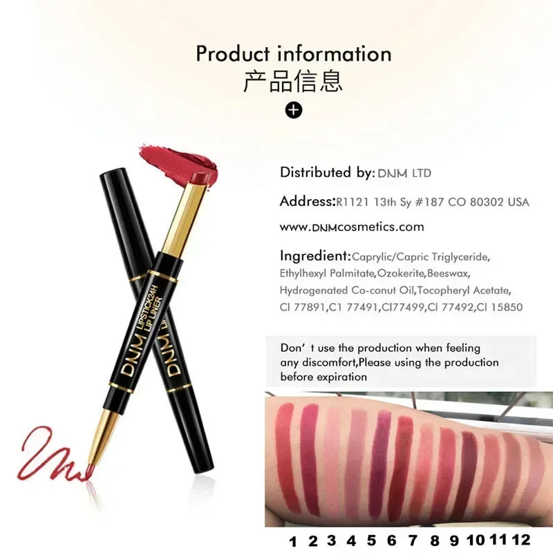 Matte Lipstick Women Lip Liner 2 In 1 Makeup Matte Lipstick Durable Waterproof Nude Red Lipstick Lips Cosmetics Tools