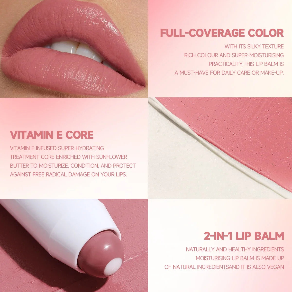 Matte Red Lip Balm Moisturizing 6 Colors Sandwich Lipstick Waterproof Long Lasting Non-stick Cup Lip Stick