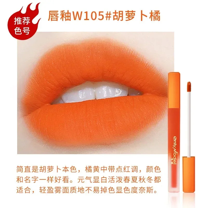 Velvet Orange Lipstick Waterproof Lasting Matte Resistant Stick Brighten Skin Lip Tint Sexy Glaze Korean Cosmetics