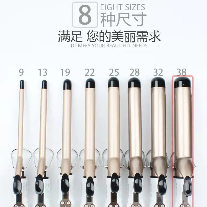 Electric Hair Curler Straightener Long Curling Tong Wand 9-38mm Professional Hair Curling Iron LCD