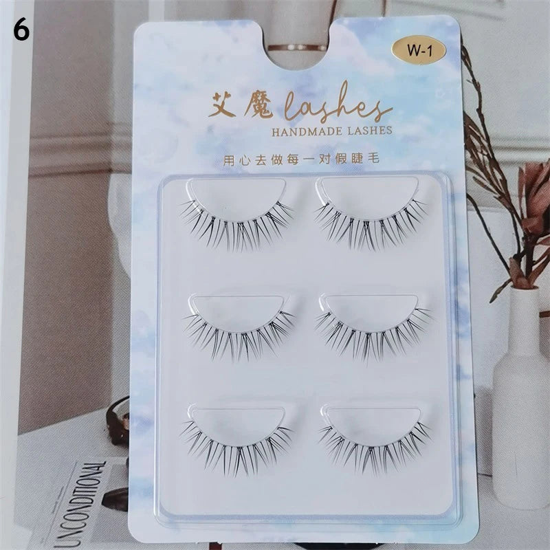 3pairs Mink Eyelashes Invisible Band Lash Extension Natural False Eyelashes Cross Cluster Fairy 3D Faux Big Eye Long Fake Lashes