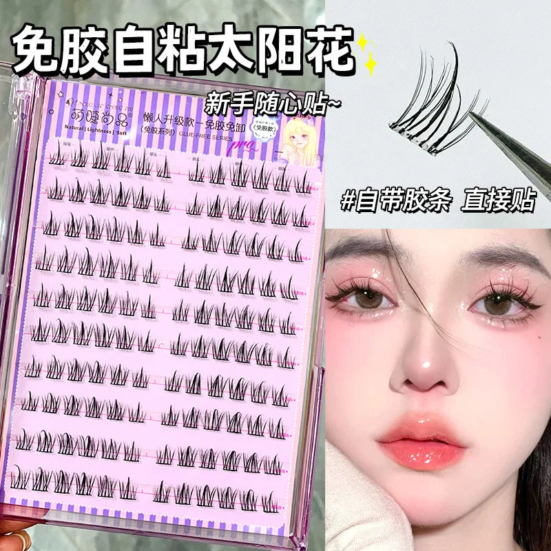 Voluminous No Need Glue Self-adhesive False Eyelashes Fluffy Fish Tail Sunflower Thick Curling Lash Extension DIY Anime Eyes