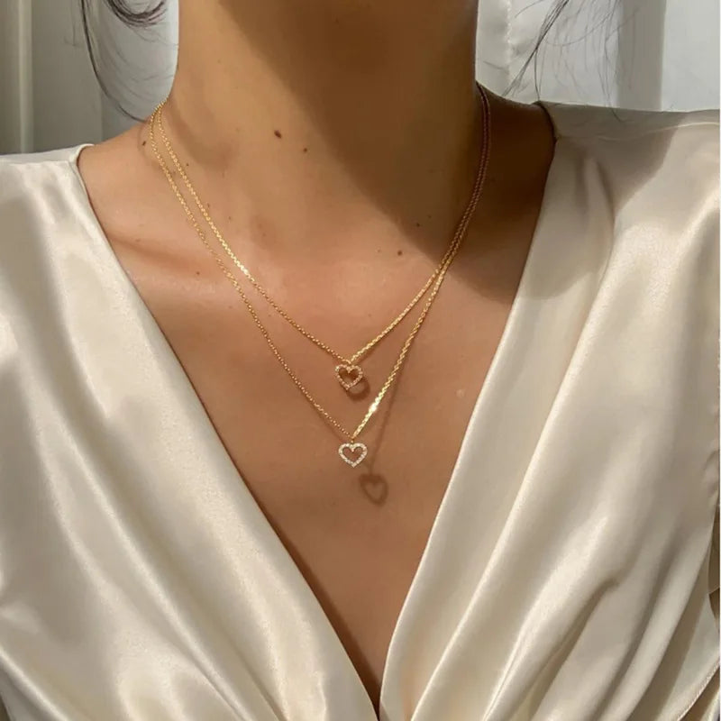 Fashion Tiny Heart Choker Necklace for Women Short Chain Shape Pendant Collares Necklace Ethnic Bohemian Jewelry Kolye Gift