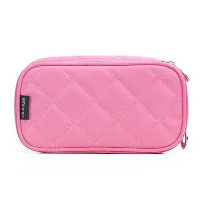 Women Cosmetic Necessaire Case Double Layer Waterproof Makeup Bag Travel Mens Toiletry Bag Rhombus Pattern Beauty Wash Pouch