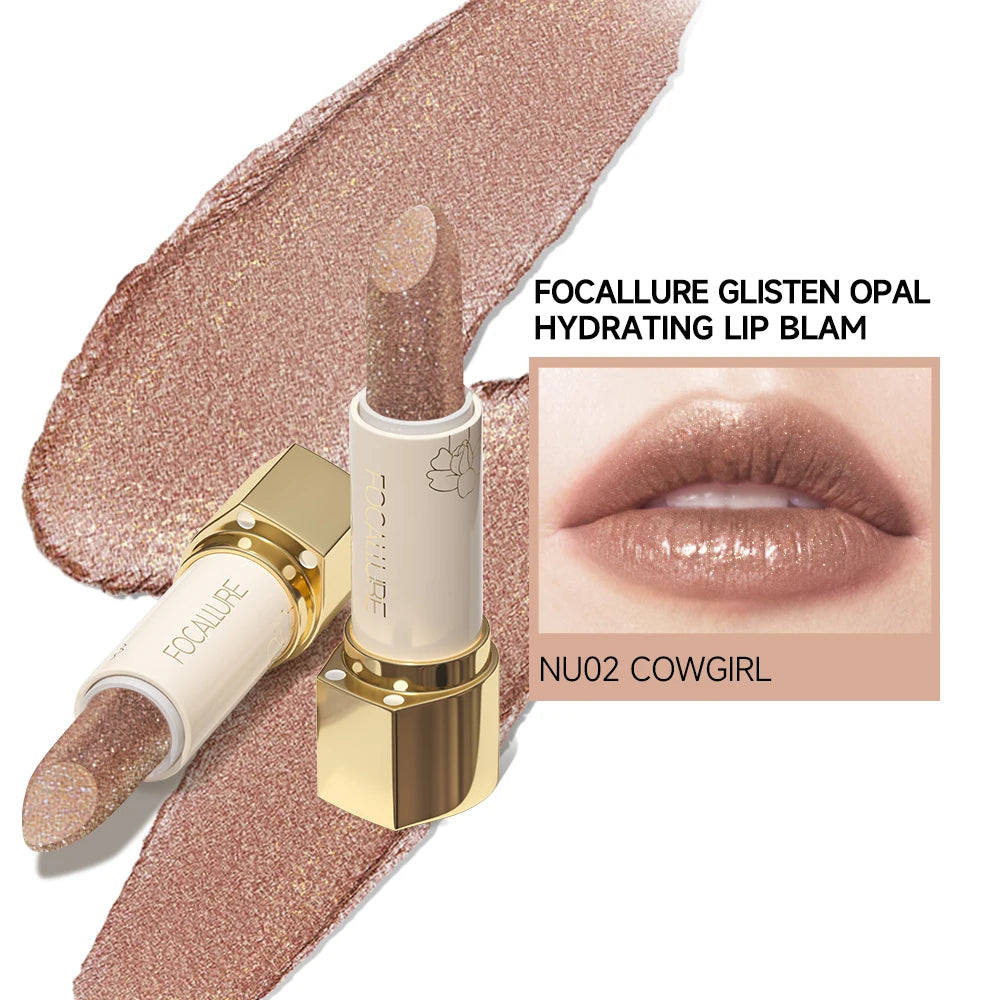 FOCALLURE Glitter Lip Balm 8 Colors Shimmer Lips Plumper Moisturizing Lipstick Long Lasting Waterproof Lip Care Makeup Cosmetics