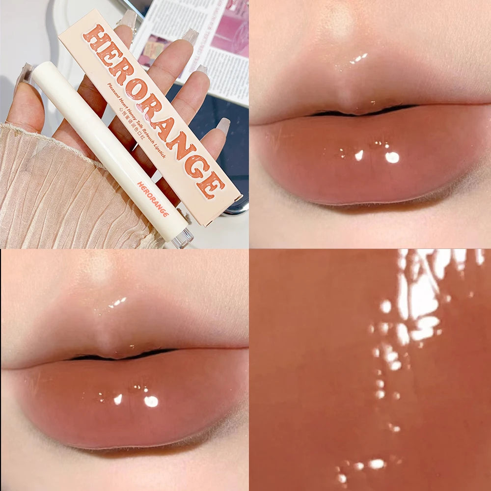 Mirror Jelly Solid Lip Gloss Lipstick Hydrating Clear Red Brown Moisturizing Lips Tint Nature Nude Korean Lip Makeup Cosmetics