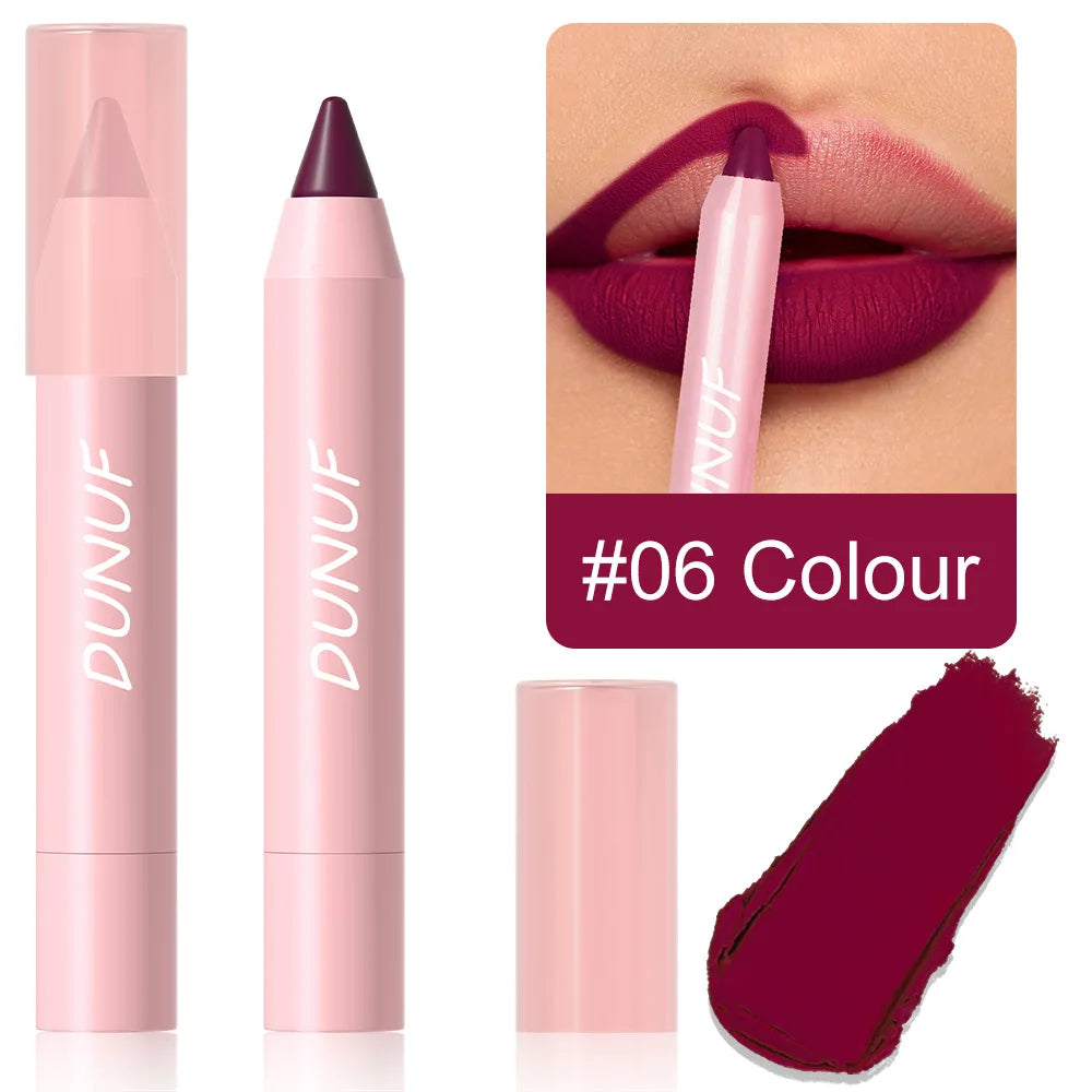 Lipstick Pencil Waterproof Sexy Red Matte Contour Tint Lipstick Lasting Non-stick Cup Lipliner Pen