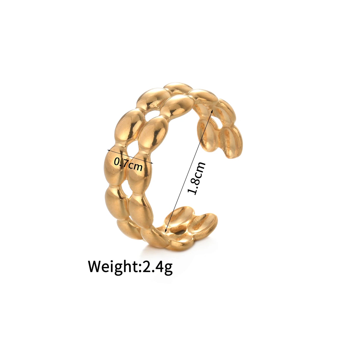 Fashion Vintage 18K Gold Plated Open Rings For Men Women Stainless Steel Temperament Couple Ring Anillo Birthday Jewelry Gifts