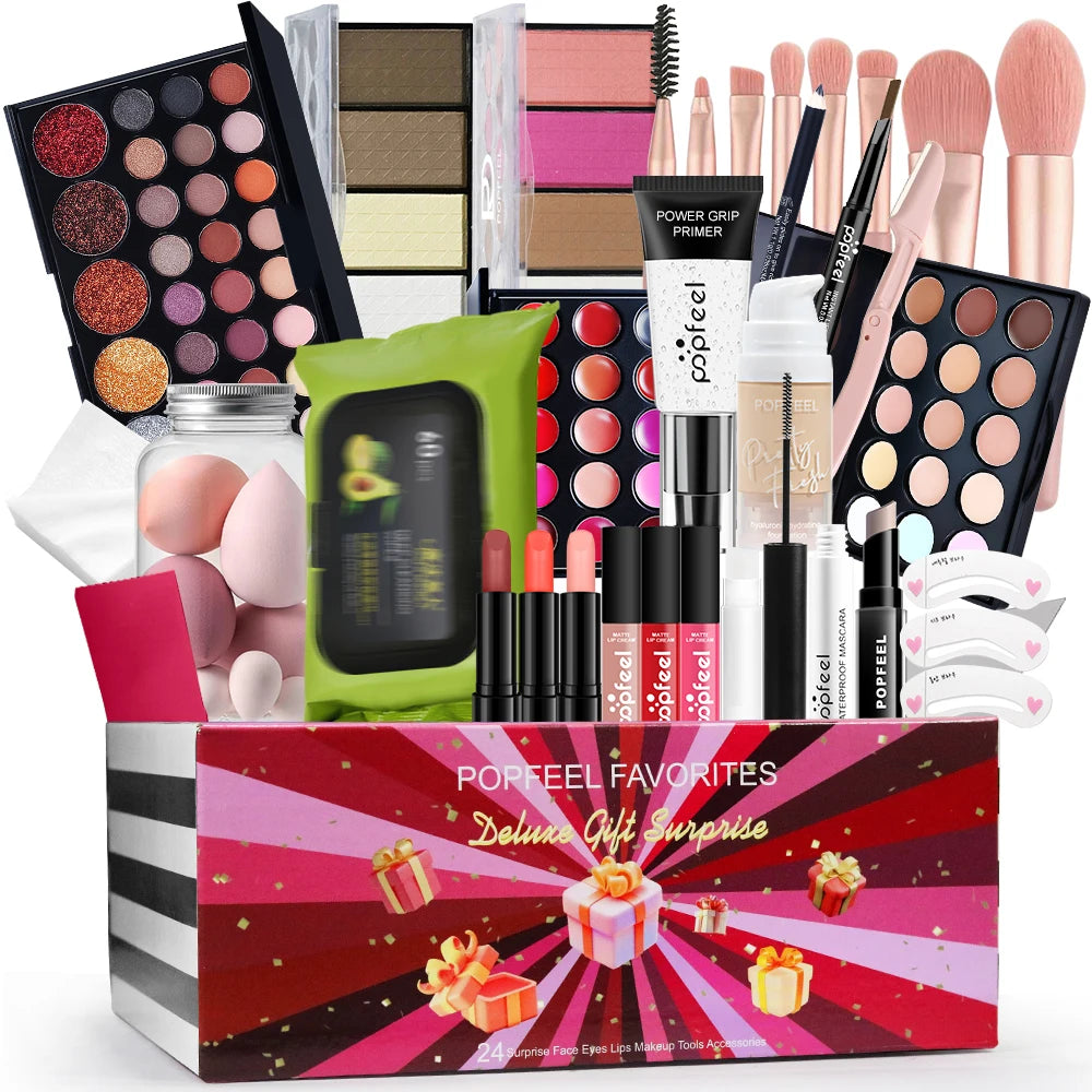POPFEEL All In One Makeup Kit for Women Full Kit Makeup Gift Set for Women Eyebrow Eyeliner Eyeshadow Makeup Sets for Teen Girls