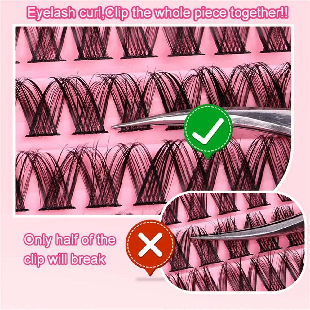 120pcs Cluster Lashes Natural Look Wispy Individual Lashes D Curl Eyelash Extensions Fluffy Cluster Lashes