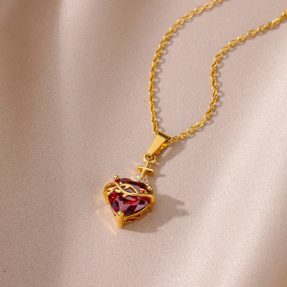 Zircon Heart Cross Necklaces For Women Vintage Geometric Surrounded By Vines Choker Necklace Aesthetic Fashion Jewelry Gift 2025