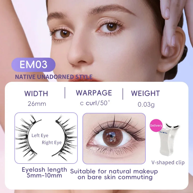 4pcs/1pair New 3 Magnetic False Eyelashes Easy To Wear Natural Soft Quantum Magnet Eye Makeup Tool With Applicater Glue Free