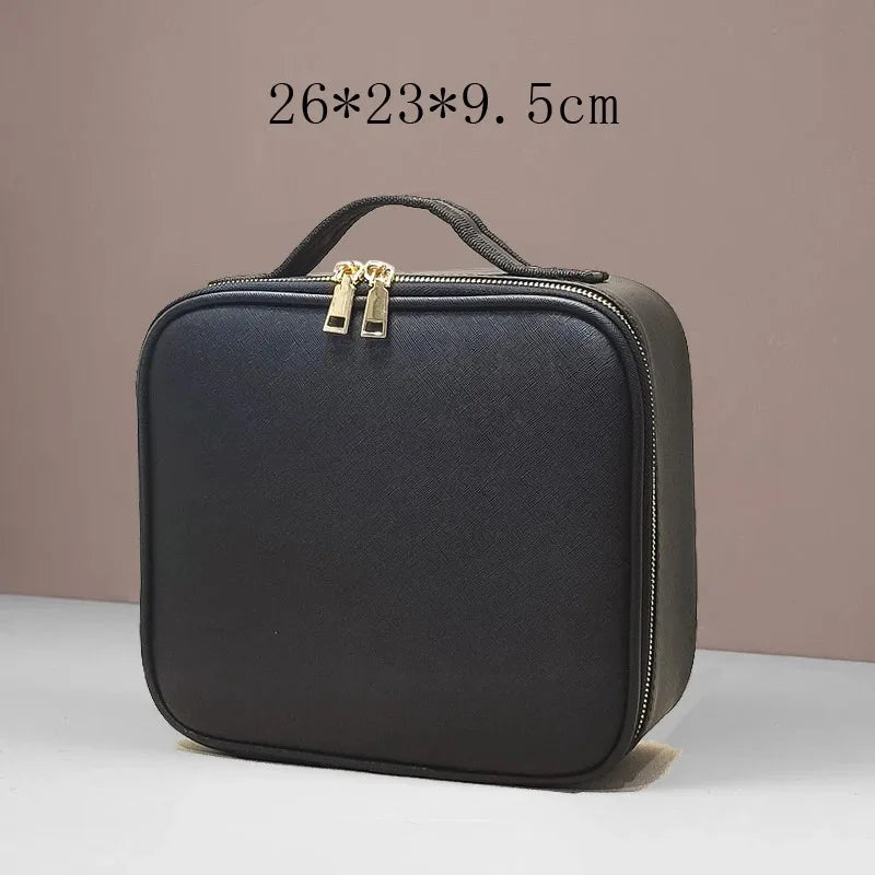 New Waterproof PU Leather Cosmetic Bag Professional Large Capacity Storage Makeup Handbag Case Travel Toiletry Bag For Women