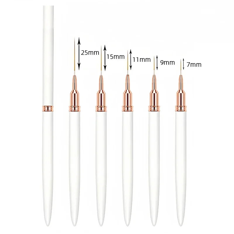 French Stripe Nail Art Liner Brush Set Nail Art Liners Striping Brushes 7/9/11/15/25mm DIY Drawing Pen UV Gel Painting Brushes
