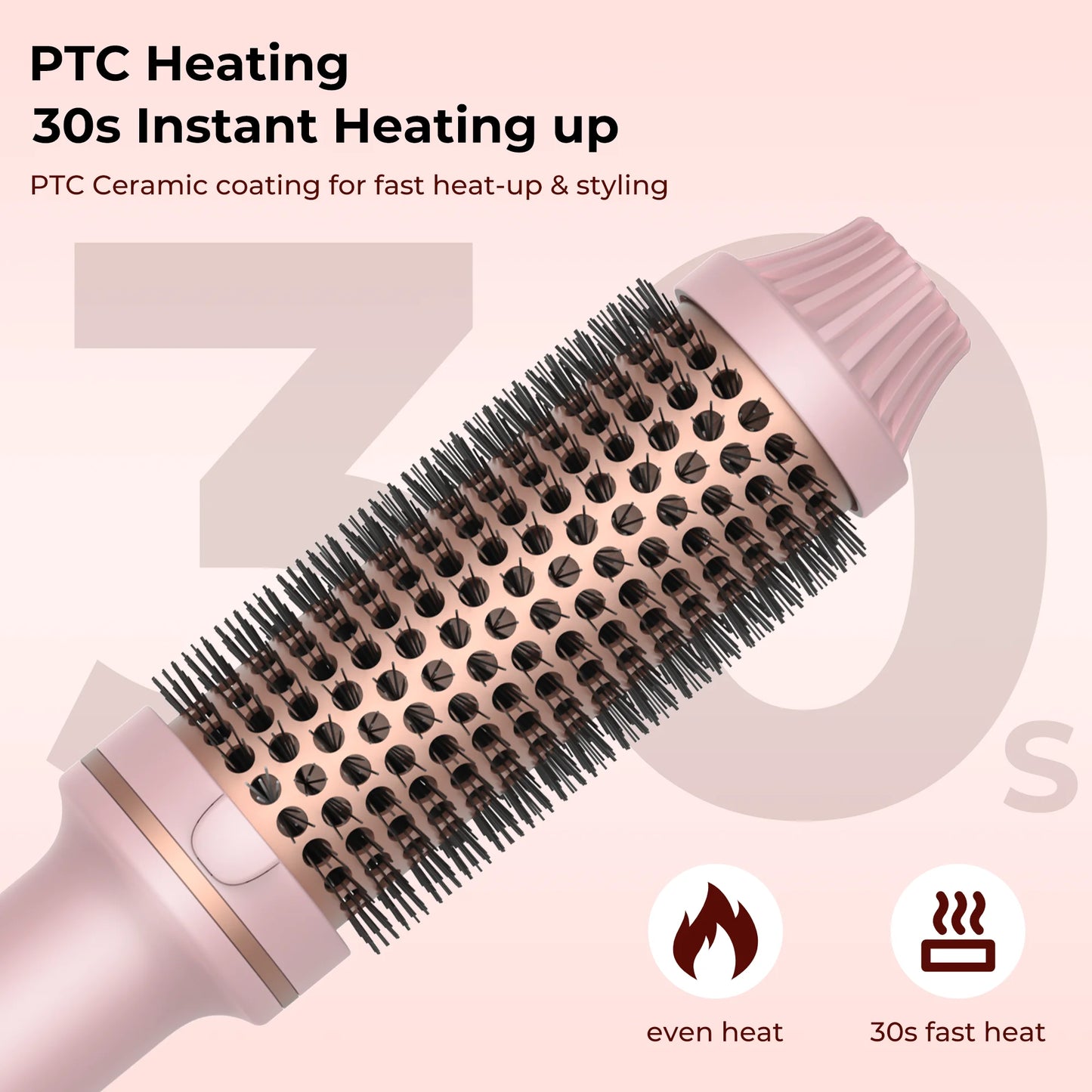 Heated Curling Brush Ceramic Curling Comb Volumizing Brush Curling