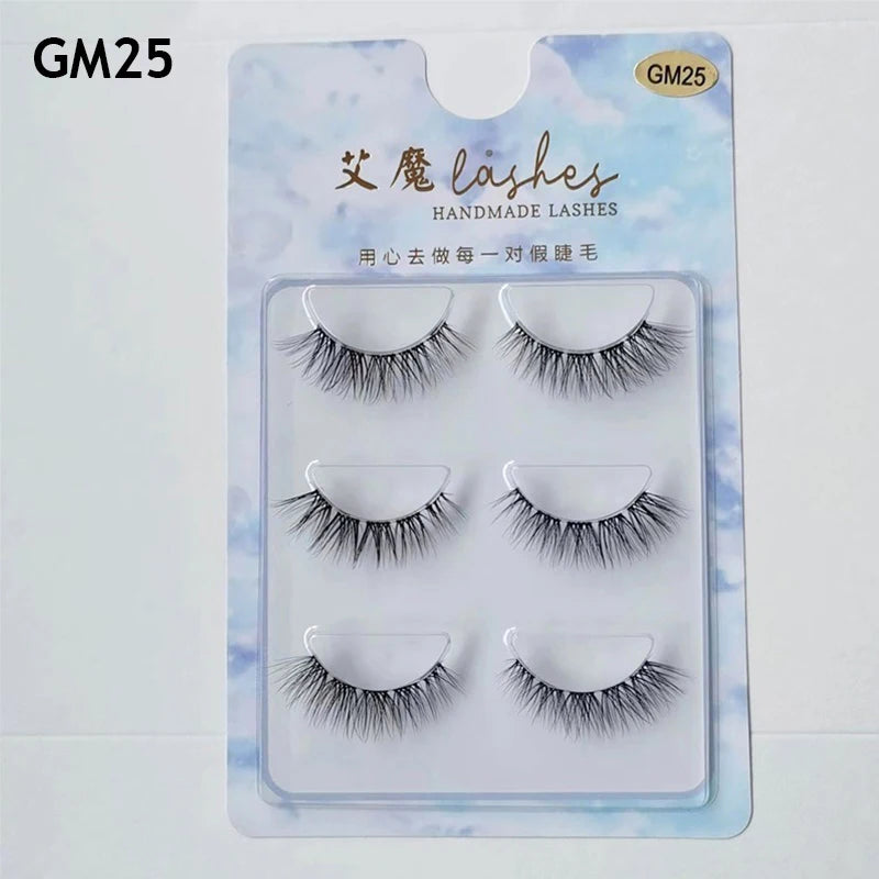 3pairs Mink Eyelashes Invisible Band Lash Extension Natural False Eyelashes Cross Cluster Fairy 3D Faux Big Eye Long Fake Lashes