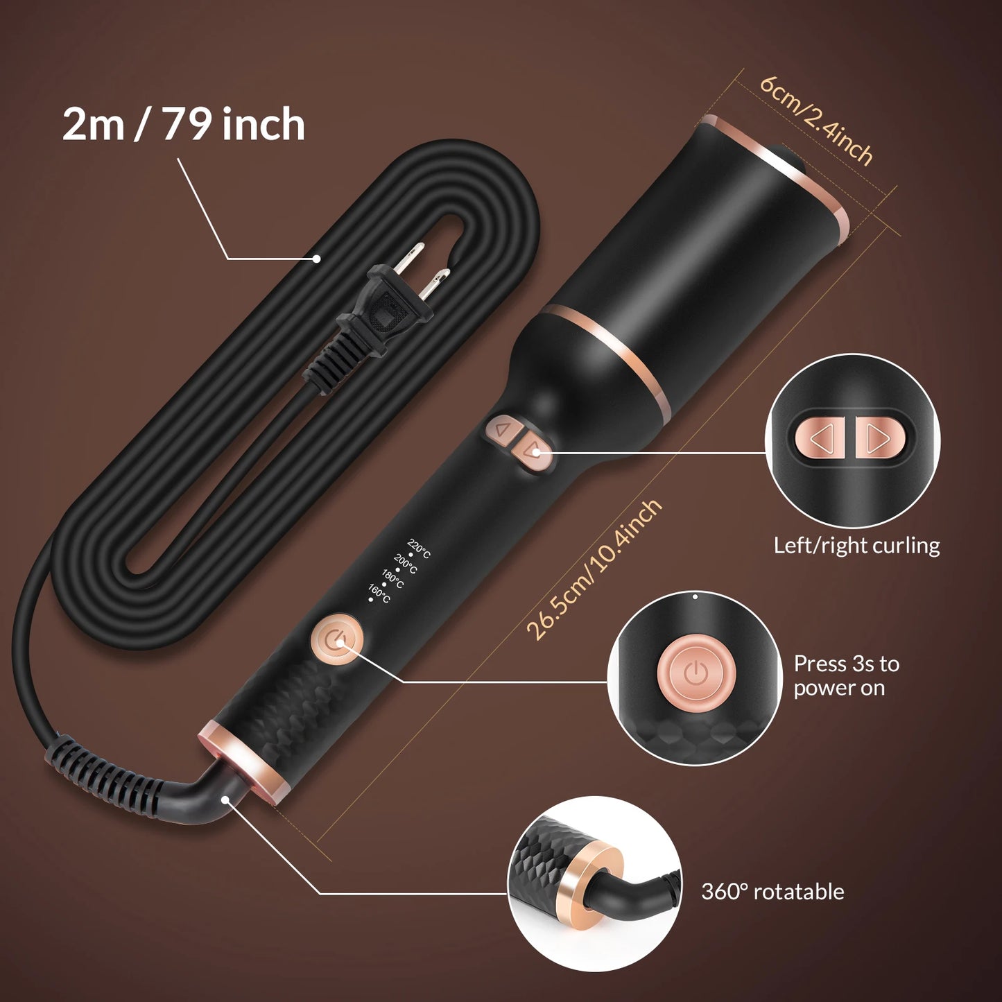 Automatic Curling Iron Hair Curler Machine Electric Automatically Curly Tongs Portable Professional Auto Rotating Wand Curl