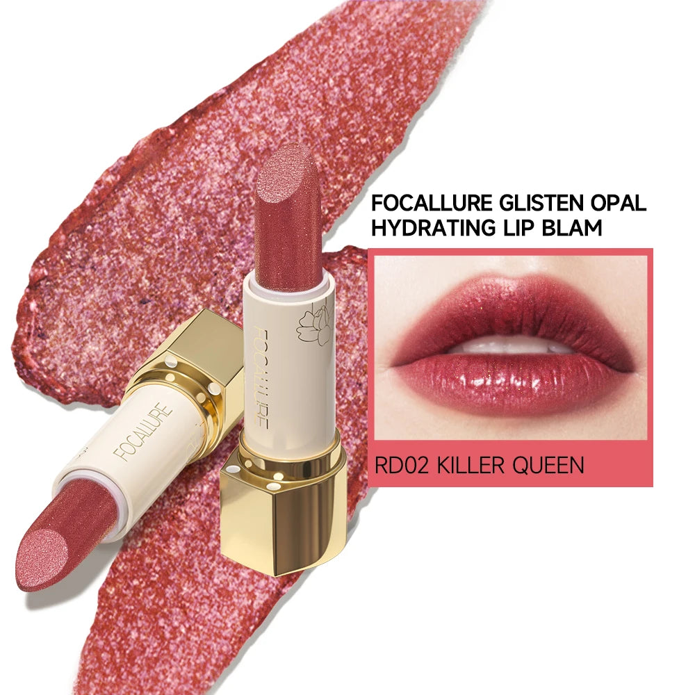 FOCALLURE Glitter Lip Balm 8 Colors Shimmer Lips Plumper Moisturizing Lipstick Long Lasting Waterproof Lip Care Makeup Cosmetics