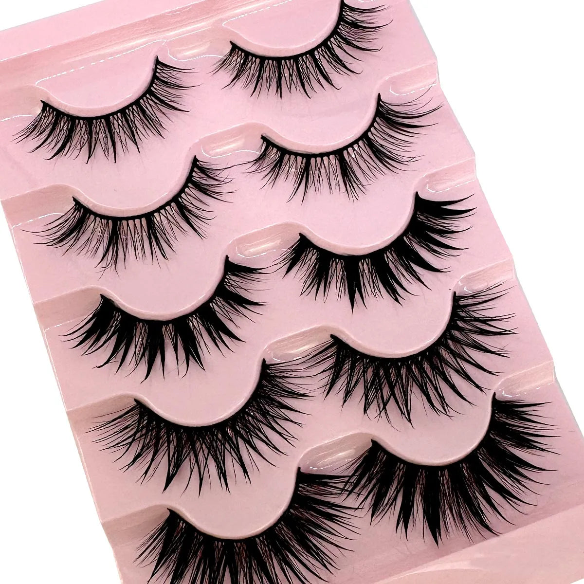 5Pairs Natural 3D Dramatic Fairy Clusters Manga Lashes Fake Eyelashes Wet Look Cosplay Lashes