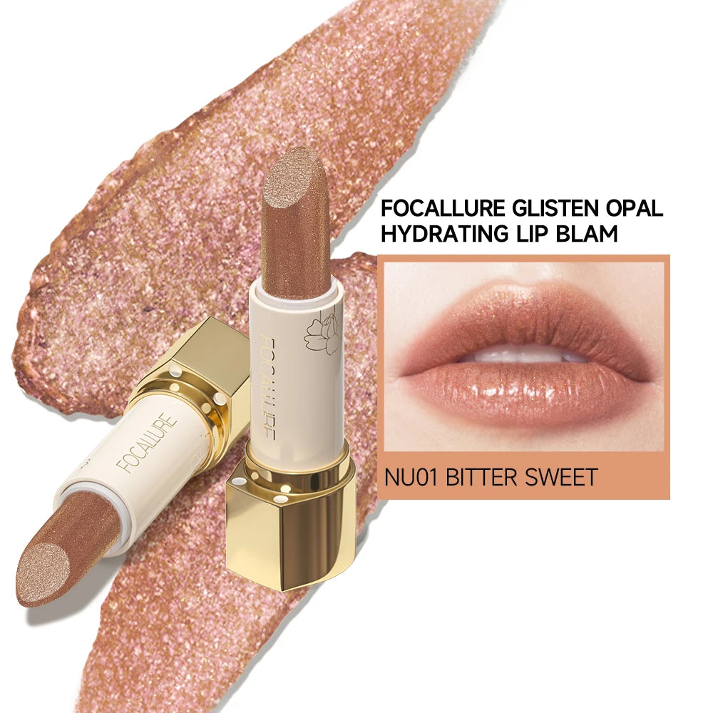 FOCALLURE Glitter Lip Balm 8 Colors Shimmer Lips Plumper Moisturizing Lipstick Long Lasting Waterproof Lip Care Makeup Cosmetics