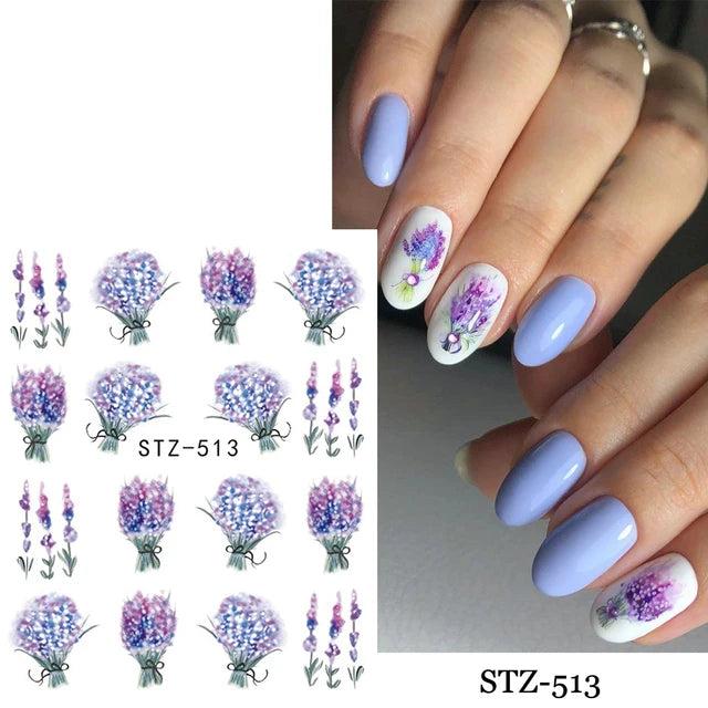 Embossed 5D Nail Art Stickers Colorful Elegant Flowers Rose Butterfly Sliders For Nails White Petals Manicure Decals GLJI-5D117