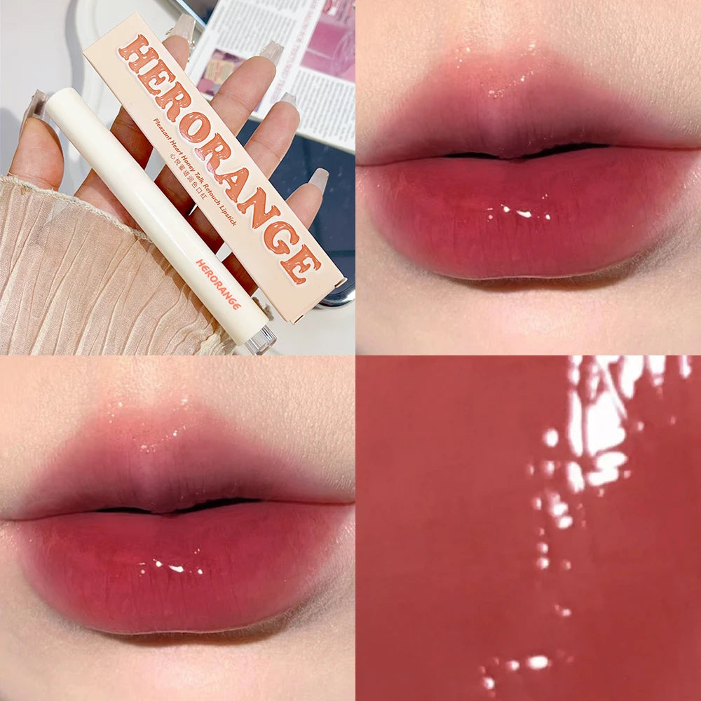 Mirror Jelly Solid Lip Gloss Lipstick Hydrating Clear Red Brown Moisturizing Lips Tint Nature Nude Korean Lip Makeup Cosmetics