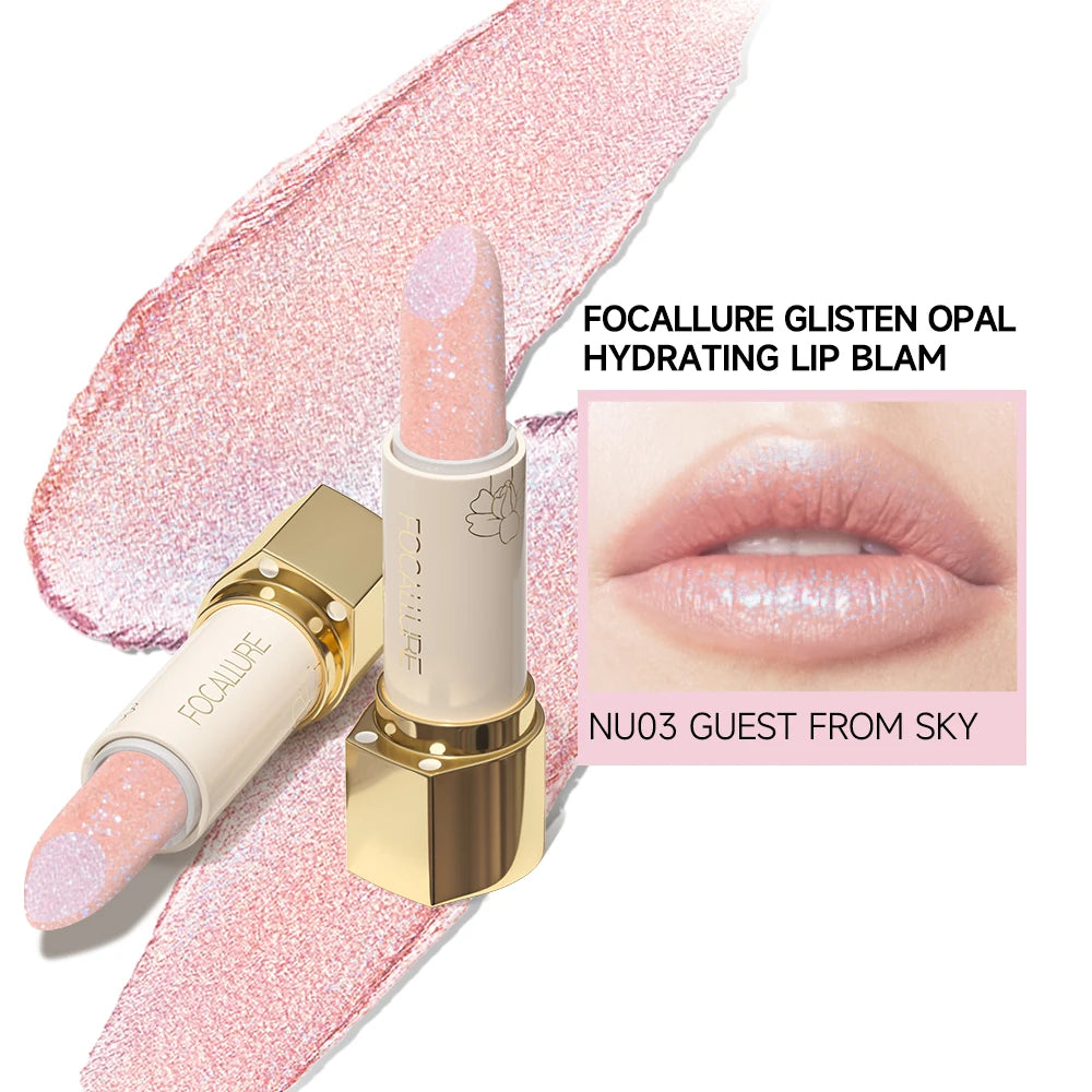 FOCALLURE Glitter Lip Balm 8 Colors Shimmer Lips Plumper Moisturizing Lipstick Long Lasting Waterproof Lip Care Makeup Cosmetics