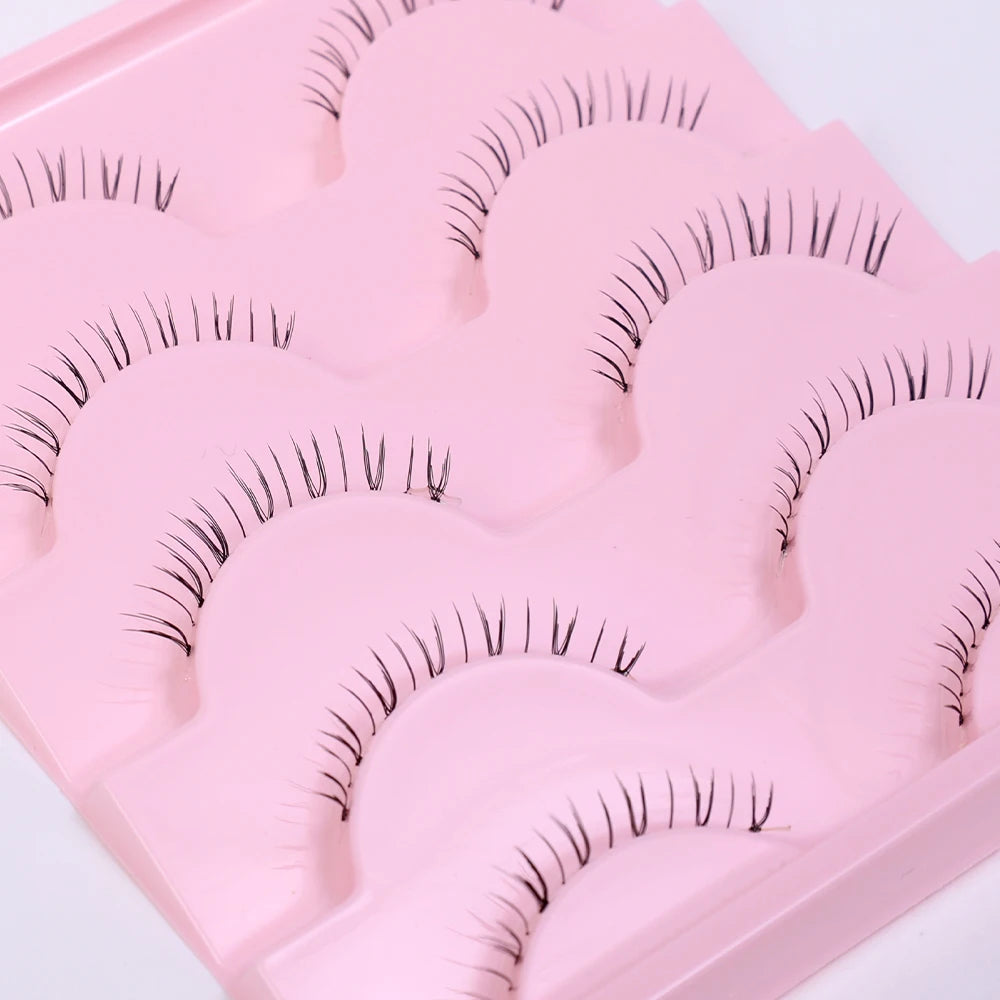 5 Pairs Thick Lower Eyelashes Pack Clear Band Under Eye Lashes 5D Soft Lower Eyelash Handmade Manga Bottom Lashes Makeup Tools