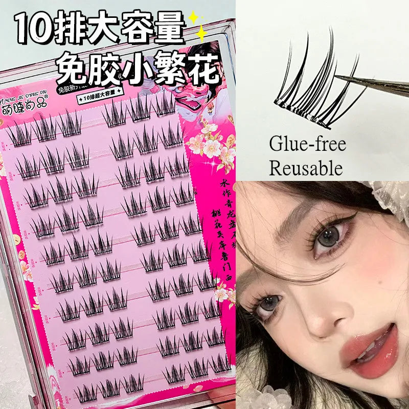 Voluminous No Need Glue Self-adhesive False Eyelashes Fluffy Fish Tail Sunflower Thick Curling Lash Extension DIY Anime Eyes