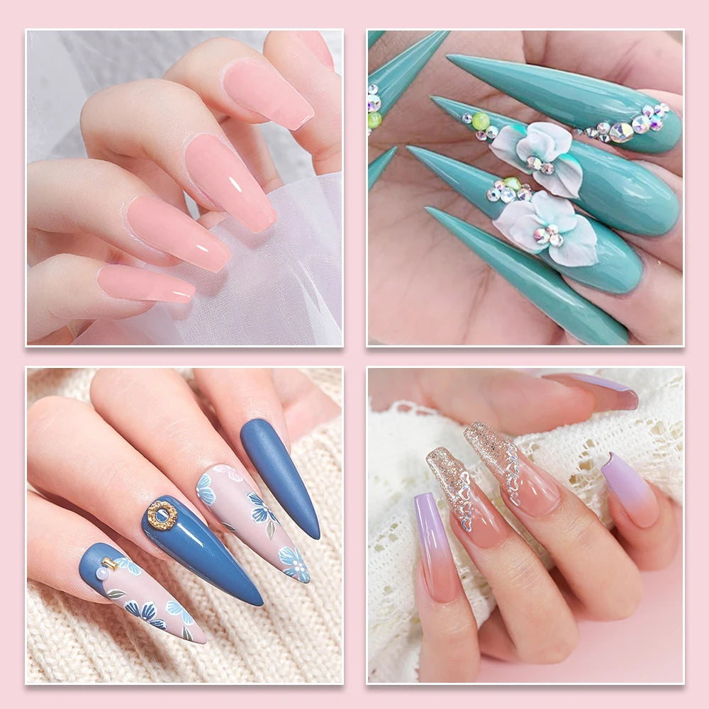 Acrylic Powder French Manicure Dust Professional White Clear Pink Crystal Polymer Builder Nails Extension Gel Kit Nail Set