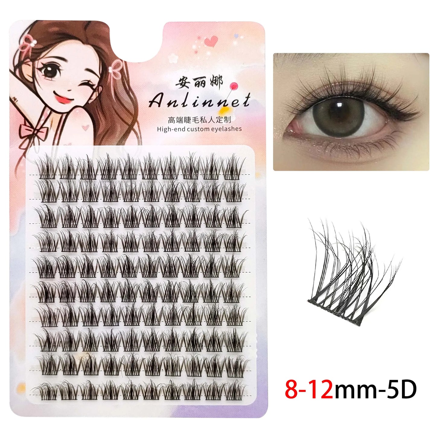 5D Mink Manga Lashes Fluffy Individual Eyelashes Natural False Eyelashes Korean Makeup eye lashes Lazy Trilogy cluster lashes