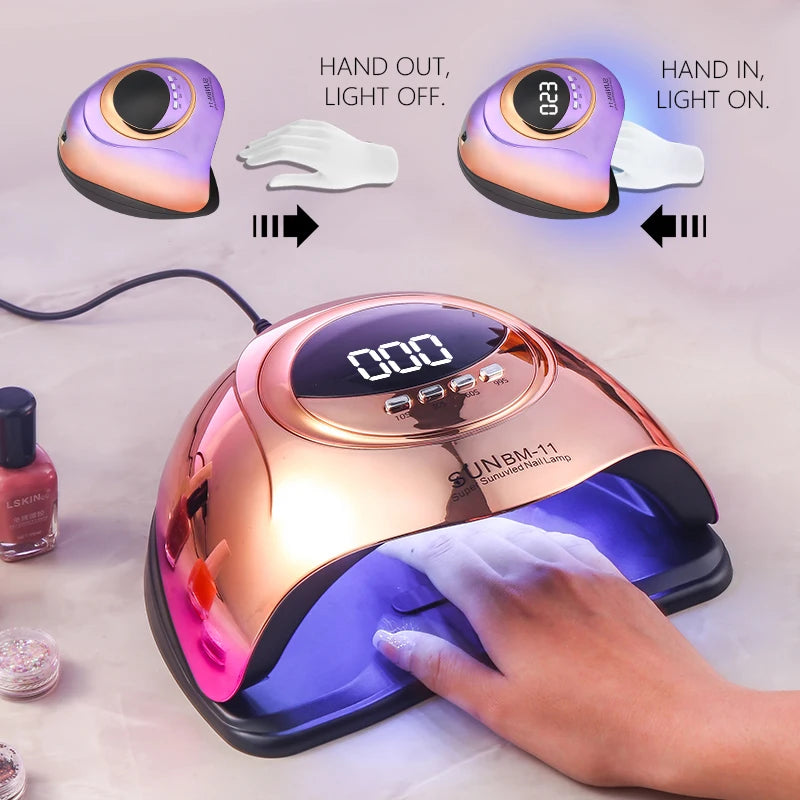 280W 66 LEDs UV LED Nail Lamp for Professional Nails Gel Polish Fast Curing Electroplated Drying Light Lamps 4 Timer Setting