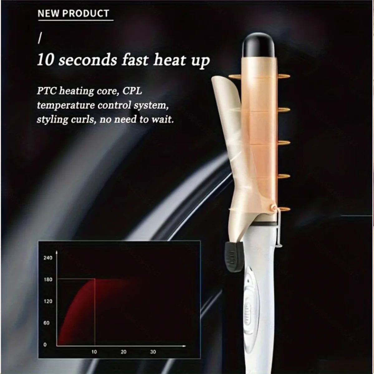 Rotating curling iron, automatic curling iron, quick heating iron suitable for medium and long hair